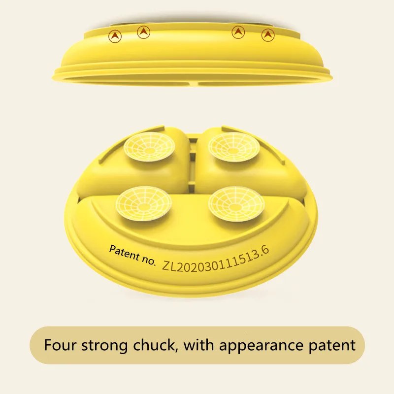 Baby Silicone Dining Plate silicone dining plate silicone meal set silicone feeding set baby tableware set silicone feeding bowl Kids Feeding Plate Sucker Bowl Solid Cute Smile Face Children Dishes Toddler Training Tableware