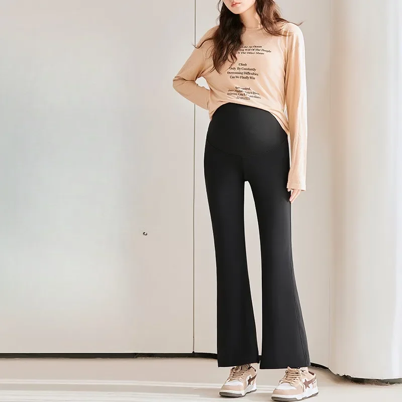 The New High-waisted Maternity Skinny Flared Pants Have An Adjustable Waist Perfect for Slimming and Shaping 4