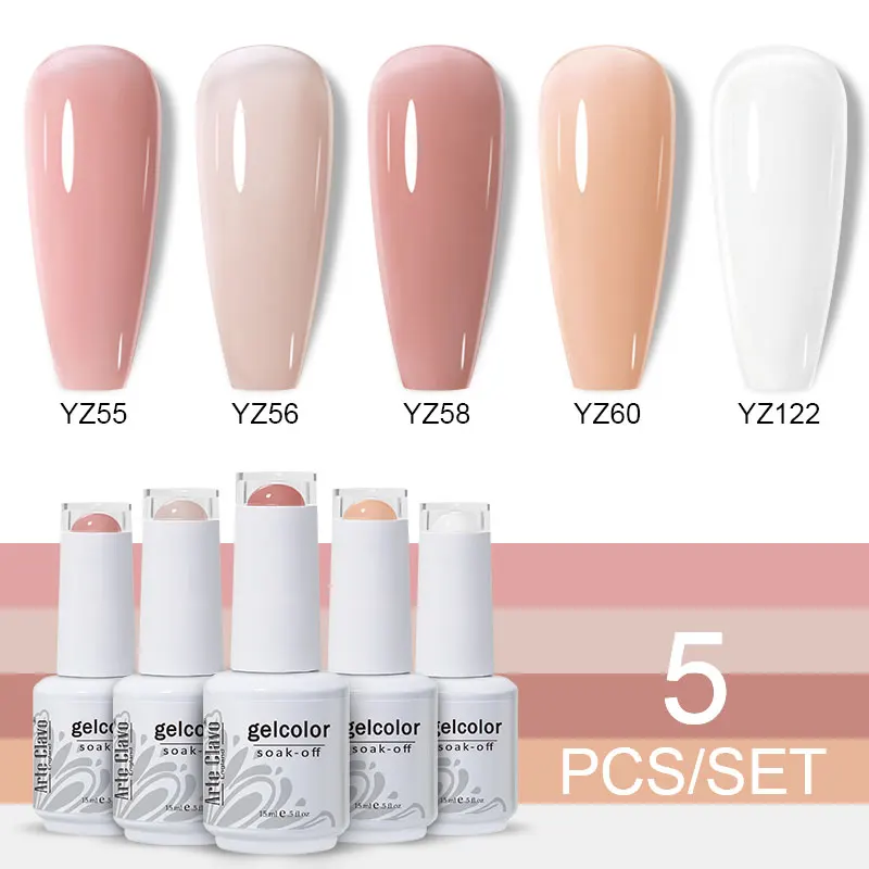 Arte Clavo Jelly Gel Nail Polish Semi-transparent Nude Pink Skin Color UV Soak Off Gel Varnish Jade Nail Art Gel 1