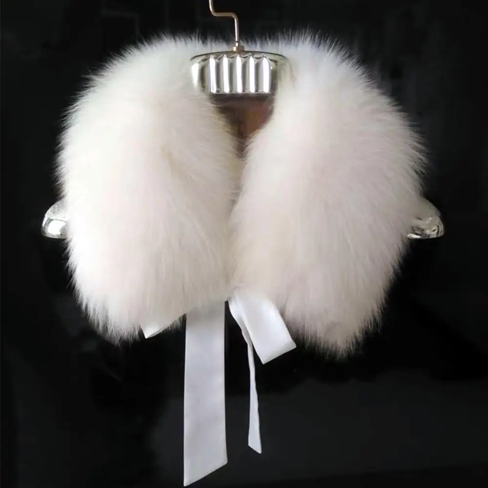 Ladies Faux Fox Fur Collar Scarf Women Detachable Furry Fur Neck Collar Winter Coat Shawl Hood Decor Furry Fur Scarf Neck Warmer