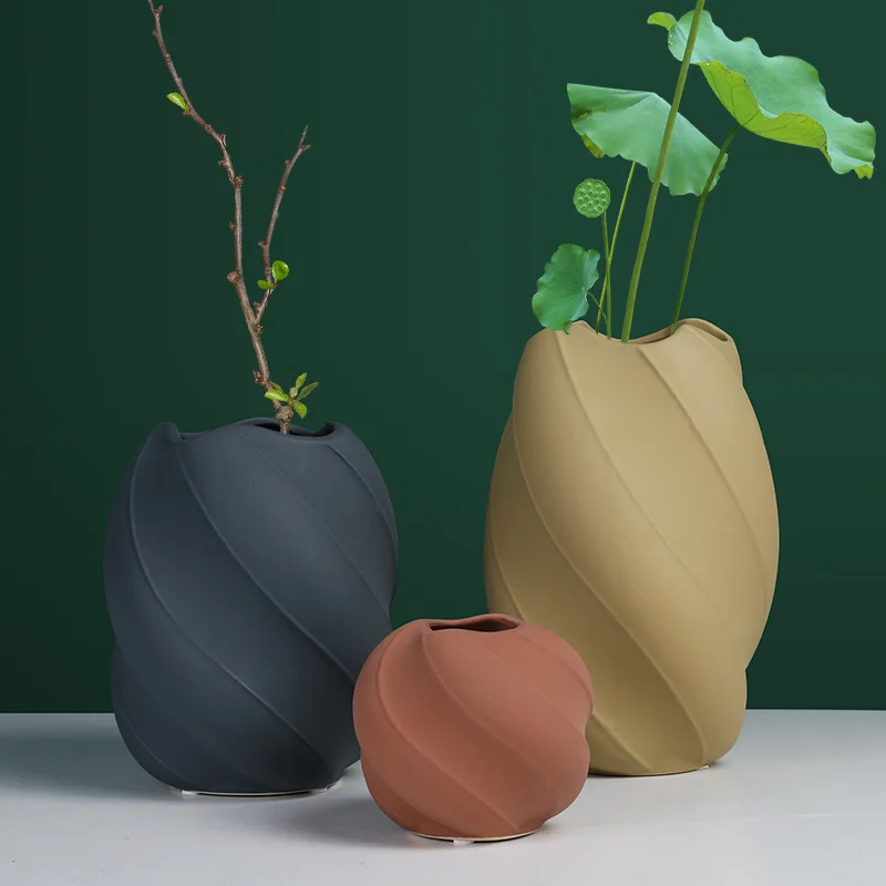 

Home Decoration Morandi Color Vase Art Primitive Living Room Decoration Flower Arrangement Ceramic Vase Tabletop Vase
