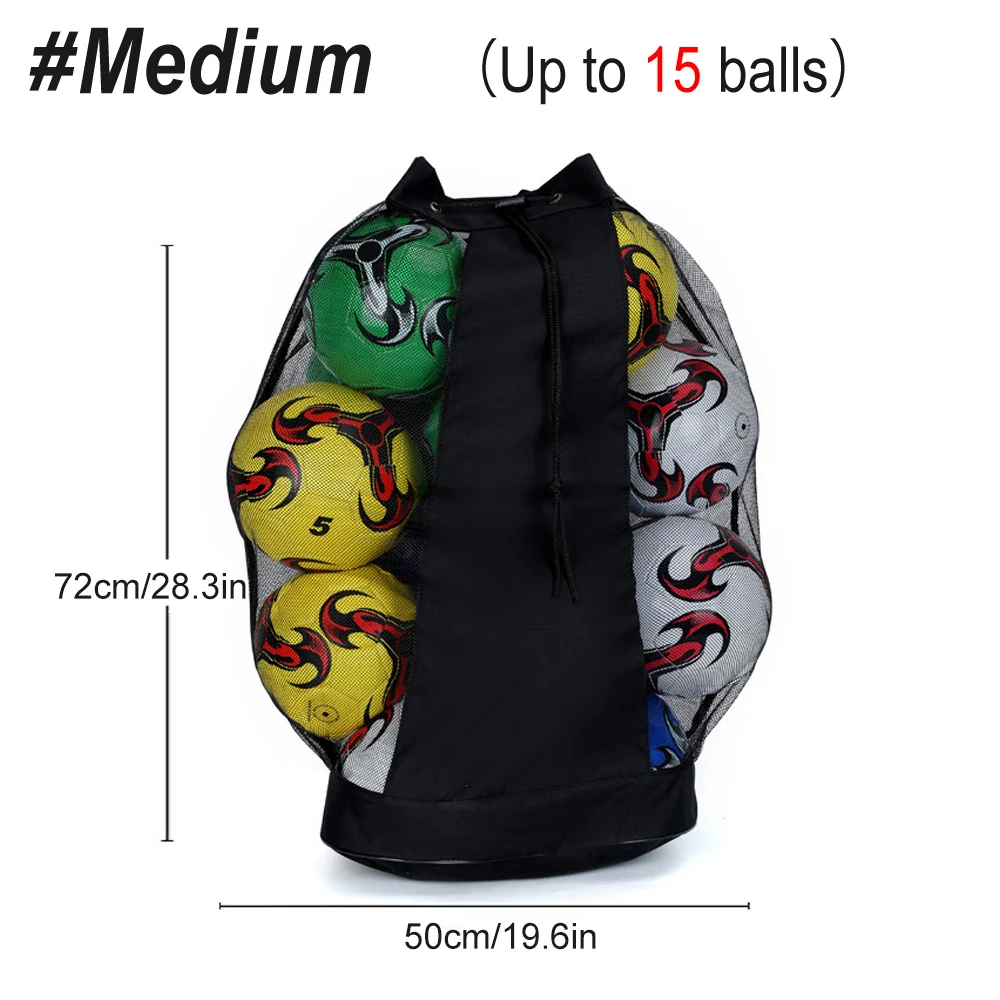 1PCS Heavy Duty Mesh Sports Ball Bag with Adjustable Shoulder Strap-Oversized Drawstring Design for Soccer,Basketball,Football