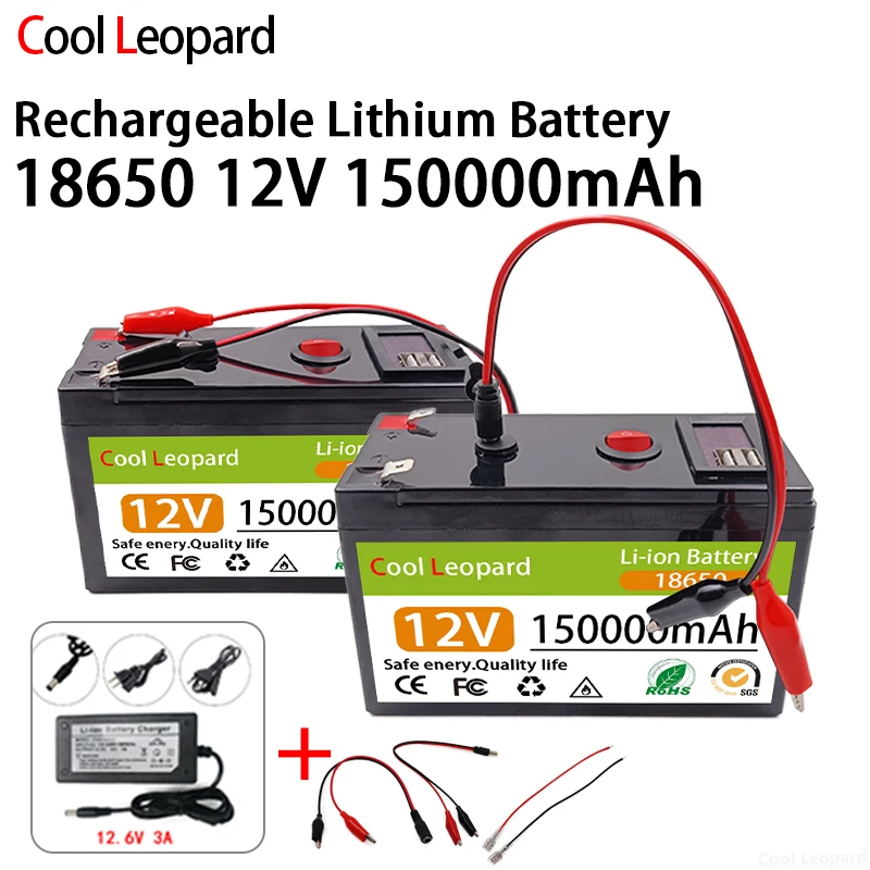 

New 3S6P 18650 12V 150Ah Lithium Ion Battery Pack,For Electric Vehicle Bike Li-ion Batterie Built-In 30A BMS+ 12.6V Charger