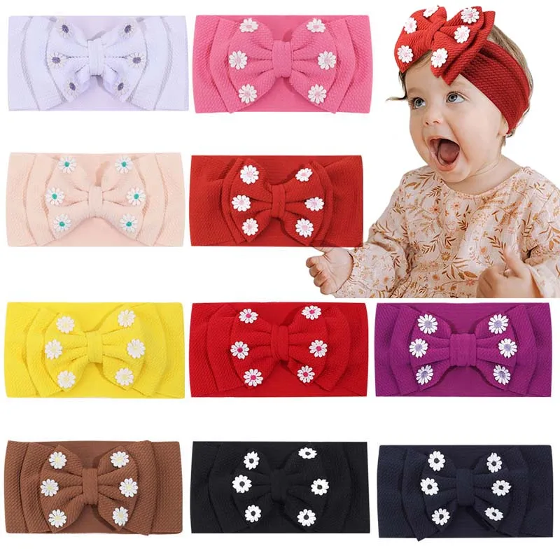 

Oaoleer Newborn Headband for Baby Girls Elastic Nylon Soft Hairbands Cute Daisy Hair Bands Kids Headwear Infant Hair Accessories