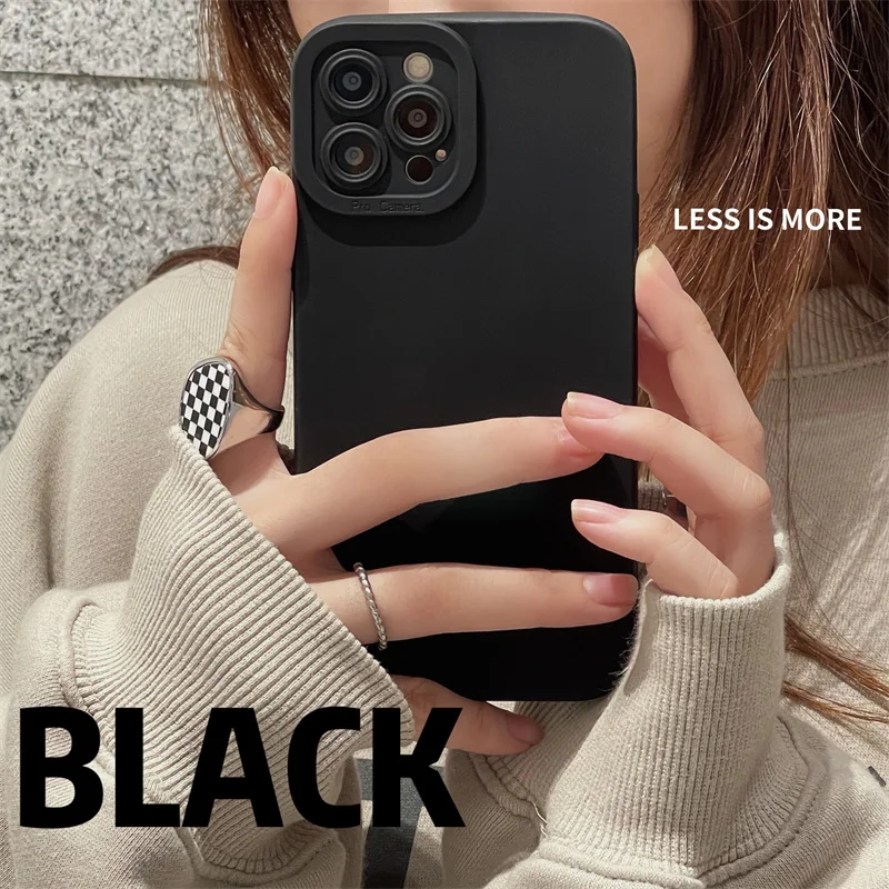 high-end Black Shockproof Silicone TPU Phone Case For Iphone 13 12 Pro 11 Pro Max X Xs XR 7 8 Plus SE For Men Protect Lens Cover 13 pro max cases