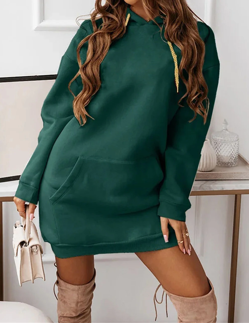 2023 Chic Casual Sports Hoodie Sweater High Street Pocket Pullovers Sweatshirt Dress Sports Girl y2k Hooded Shirt Woman Clothing