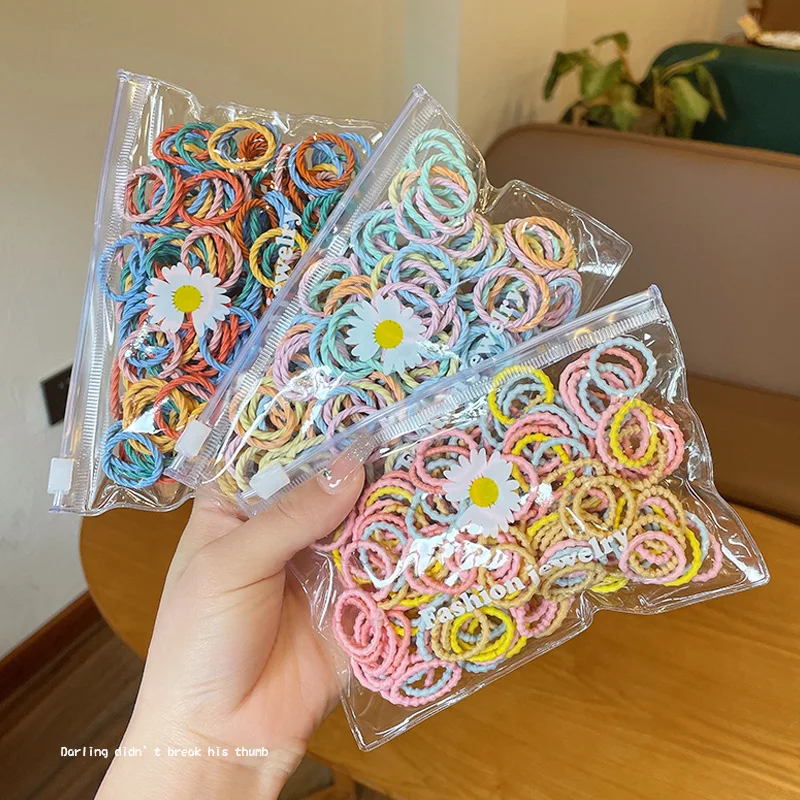 50/100Pcs Set Kids Hair Accessories for Girls High Elastic Solid Hairband Baby Rubber Hair Bands Cute Children's Ropes Ties