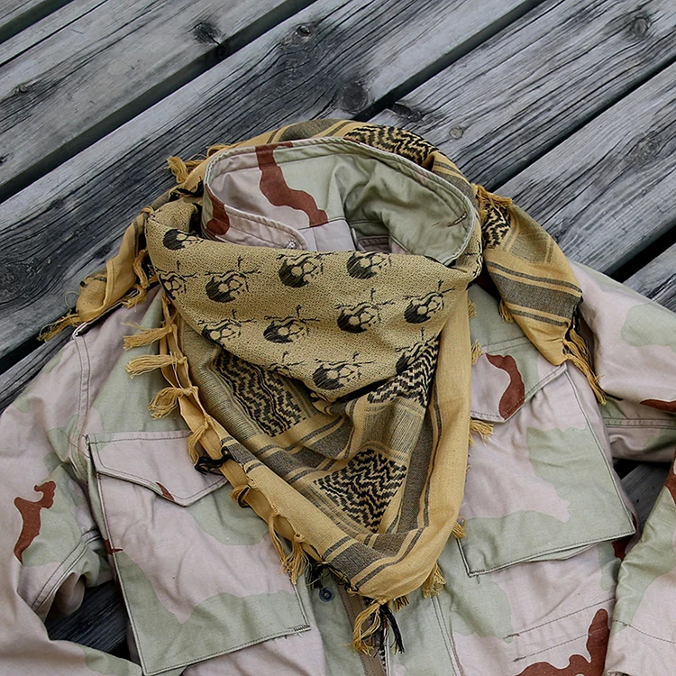 PLO FOULARD SCARF Palestinese Shemagh Oliva / Nera Scarf Skull Teschio - Foto 13