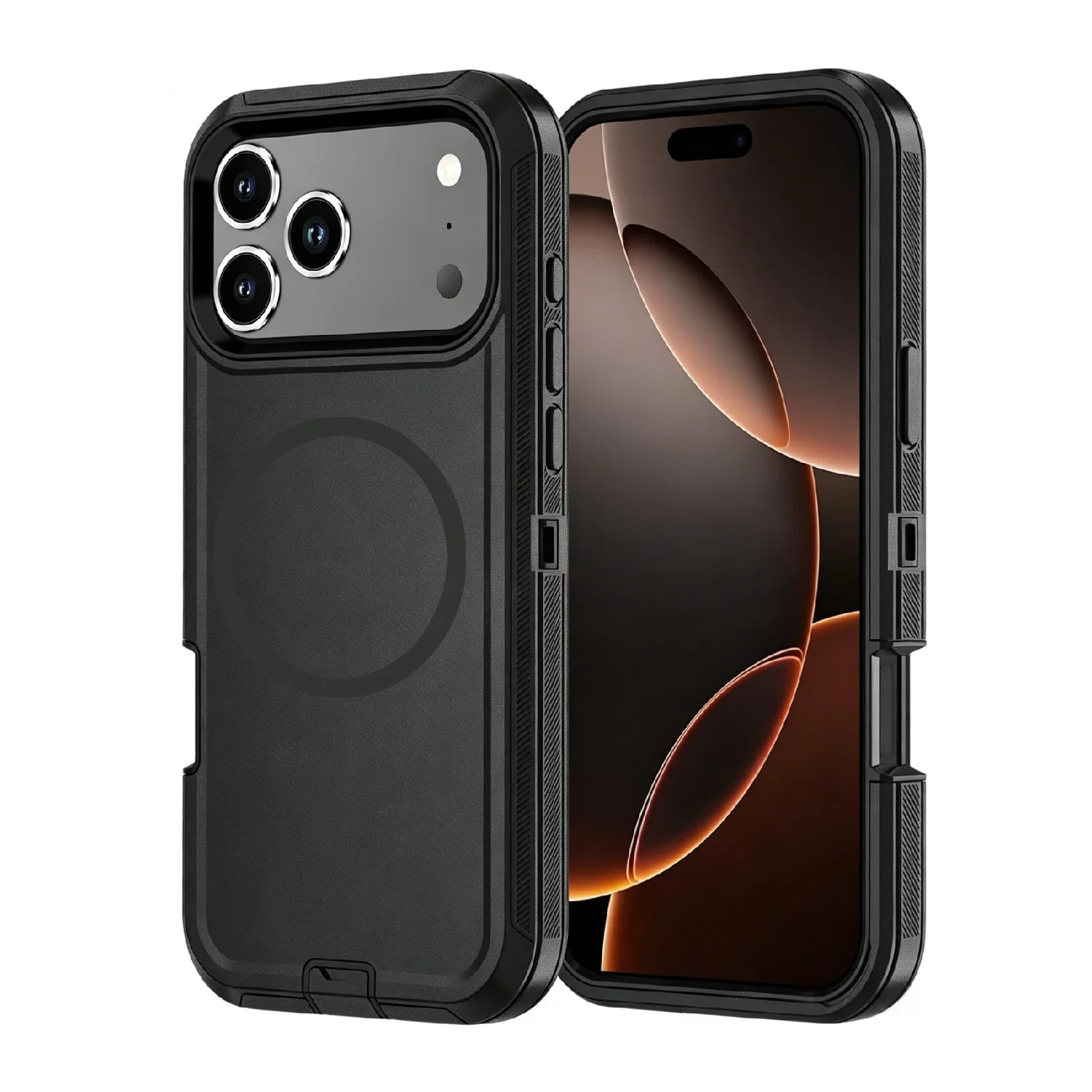 Heavy Duty 3-in-1 Magnetic Case with Military-Grade Drop Protection and MagSafe Charging Compatibility