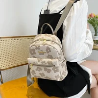 PU Leather Shoulder Mini Small Backpack Multi-Function Ladies Phone Pouch Pack Flower Print Ladies School Backpack Bag for Women 4