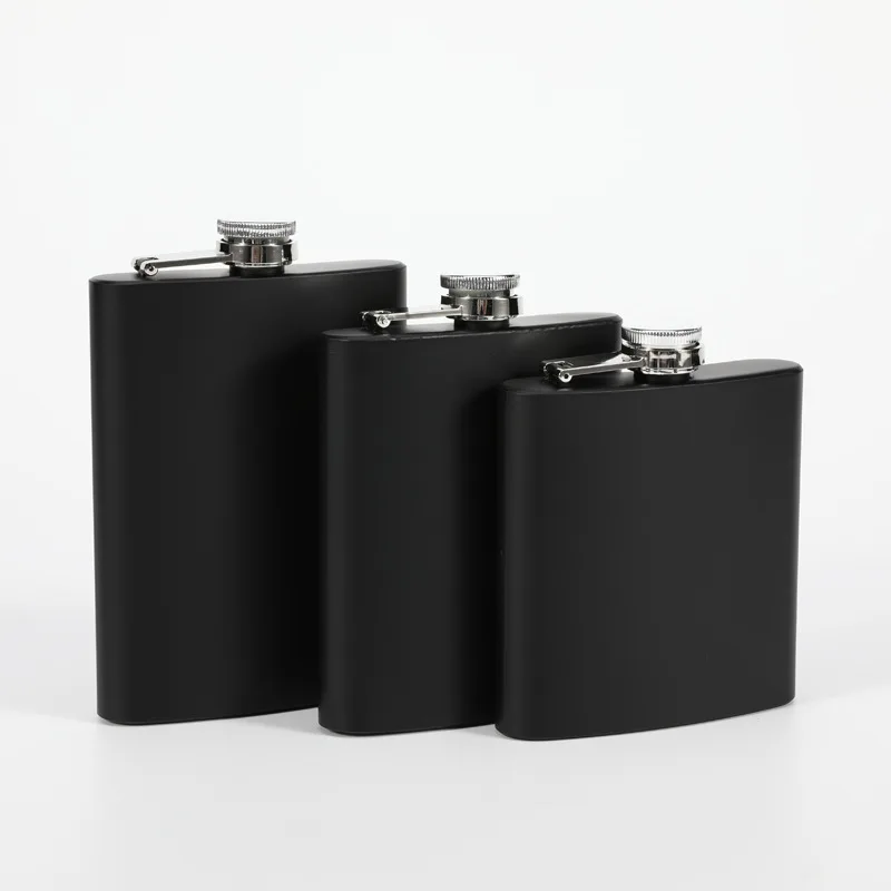 Hip Flasks Matte Black Paint 6/7/8 Oz Portable Outdoor Stainless Steel Liquid Alcohol Bottle Drinkware Russian Wine Holder Can