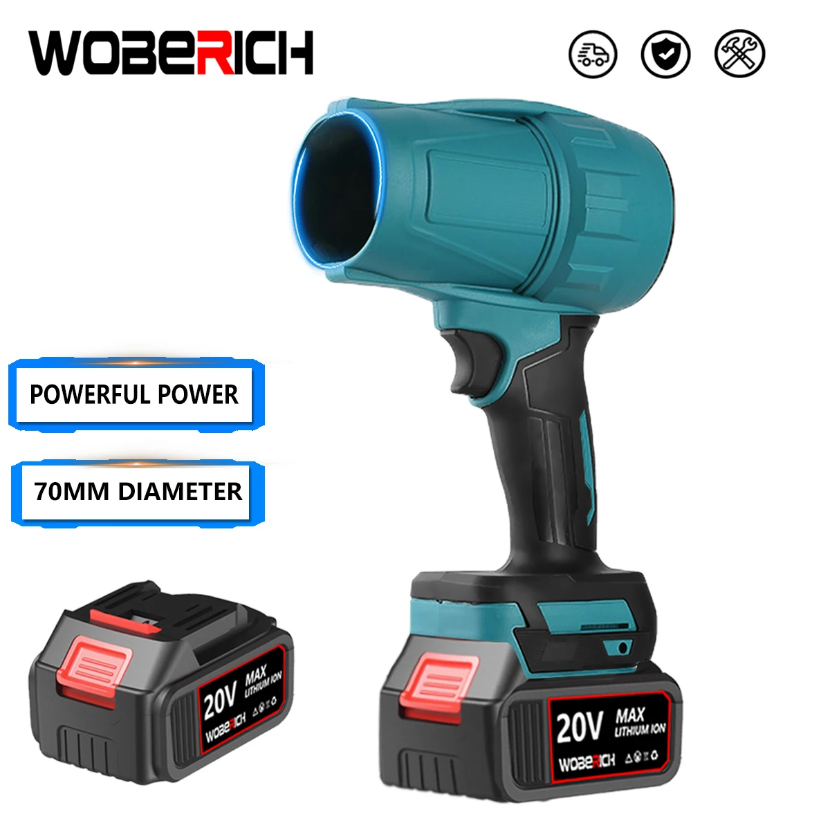 WOBERICH cordless handheld turbo jet fan car violent air blower wireless air gun powerful electric strong dust blower Makita 18V