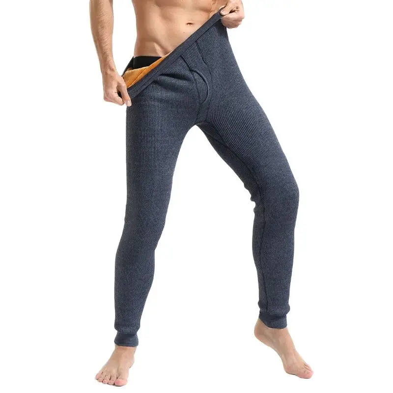 Men's Thermal Pants Women Plus Fleece Thicken Cotton Warm Heat Pants Imitation Rex Rabbit Fur Knee Guard Cloth High Waist Pants