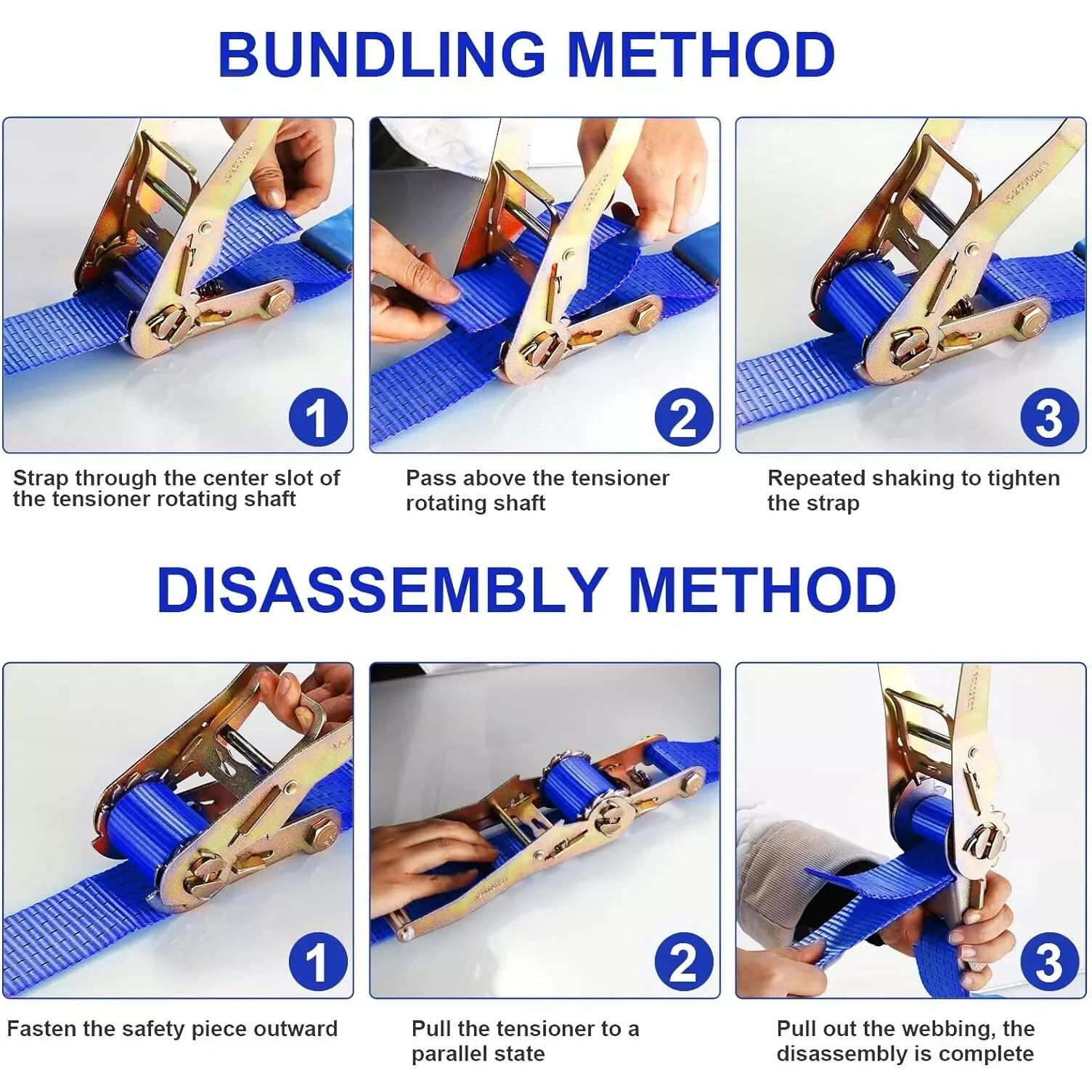 Ratchet 2' Tie-Down Ratchet Straps W/F-Track Plate Trailer Hooks | 2,200 Lbs. Breaking Strength | Cargo Straps For Flatbed, Trucks, And Trailers(20 FT, Blue) - Ratchet Strap, Cargo Straps