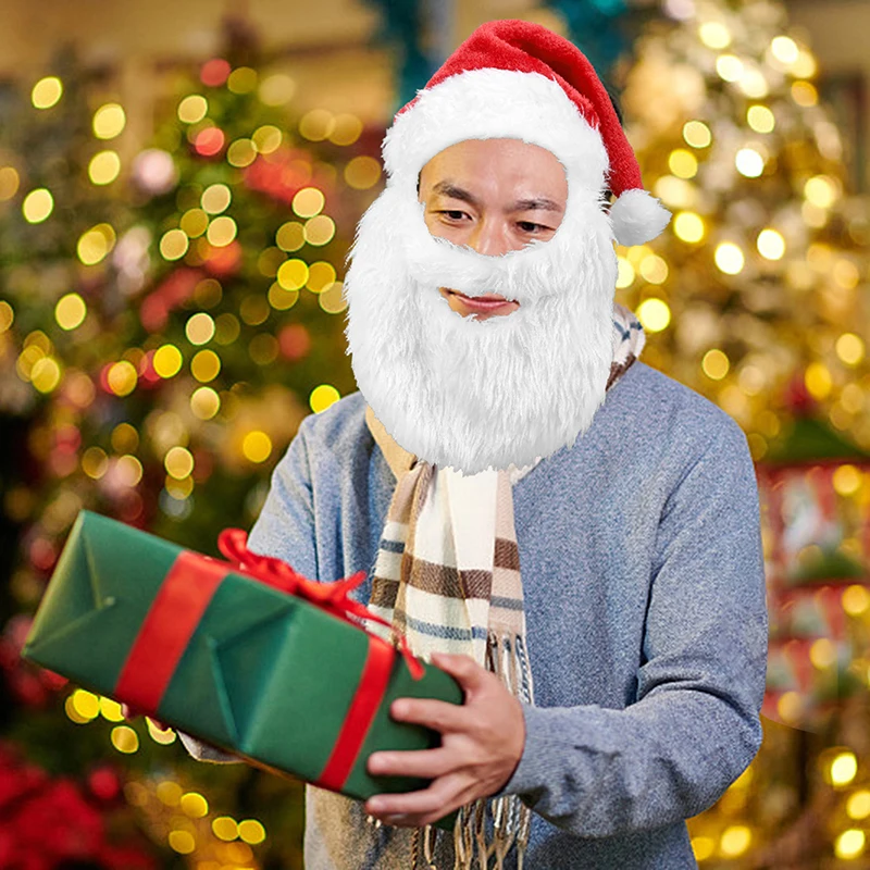 Ho Ho Ho! Spread Christmas Cheer with Santa Claus Beard and Hat Set-Red-28x65cm