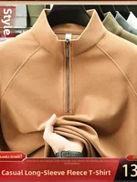 Men's Long Sve Thermal T-irt Fce Lined f Zip Casual Faion  Color Base Layer irt Autumn Wear Comfortable