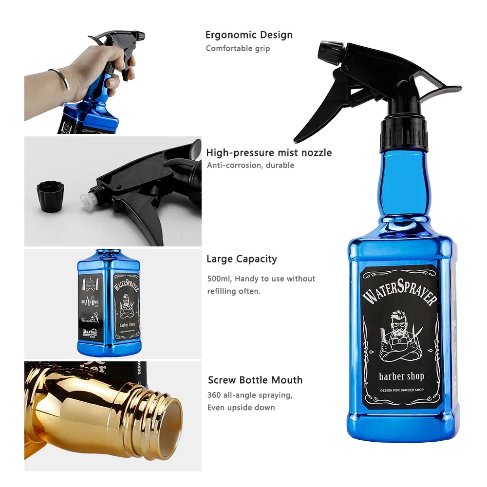 500ML Plating Hairdressing Spray Bottle Atomizer Container Barber Accessories Hair Tools Water Sprayer Hairdresser Spray Bottle