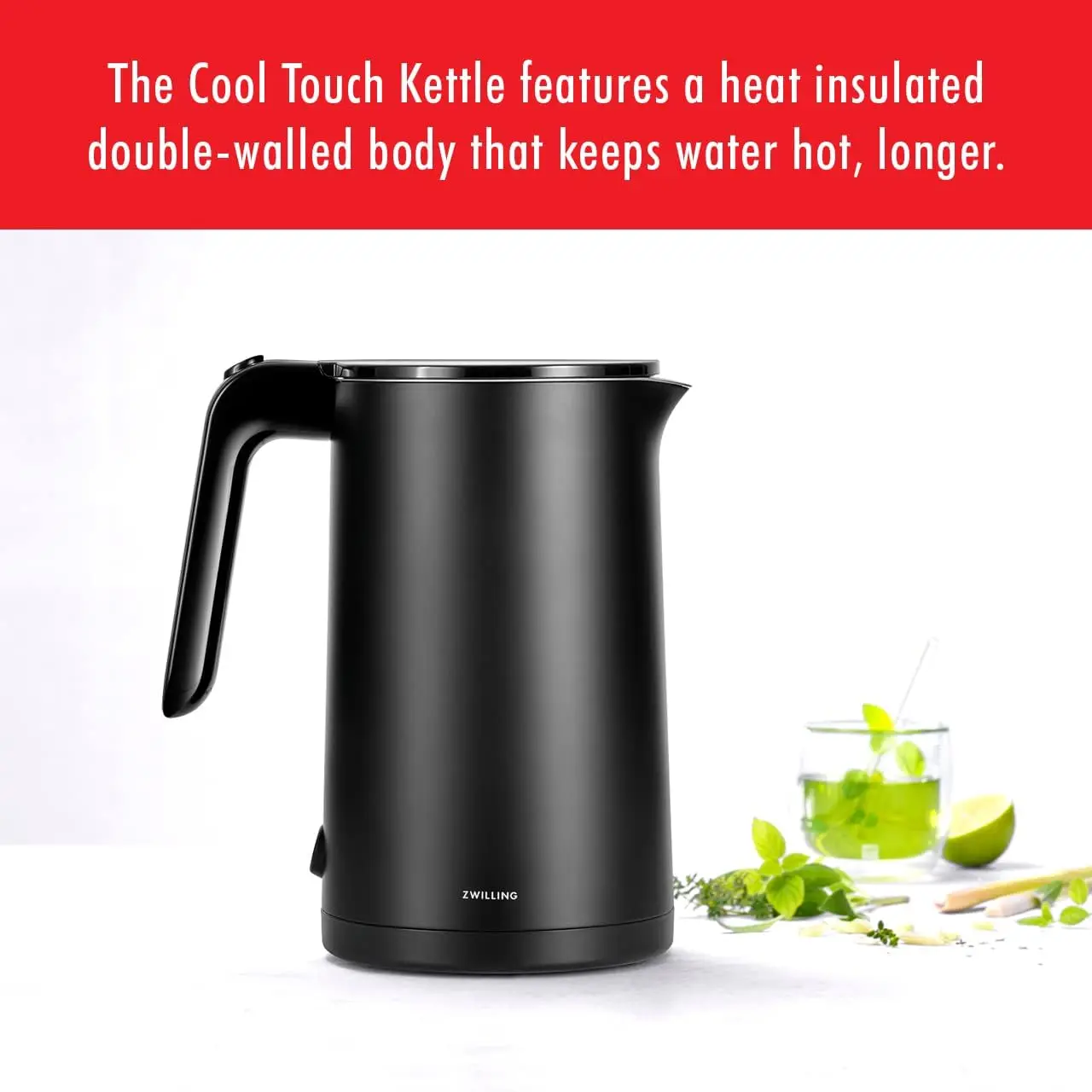 Enfinigy 1.5-Liter Cool Touch Stainless Steel Electric Kettle Pro, Tea Kettle, White