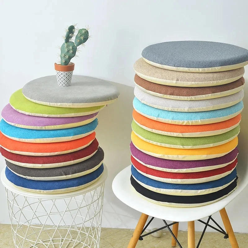 

Round Memory Cotton Linen Solid Color Home Chair Cushion Office Sedentary Soft Stool Mat Bedroom Bay Window Tatami Decor Pads