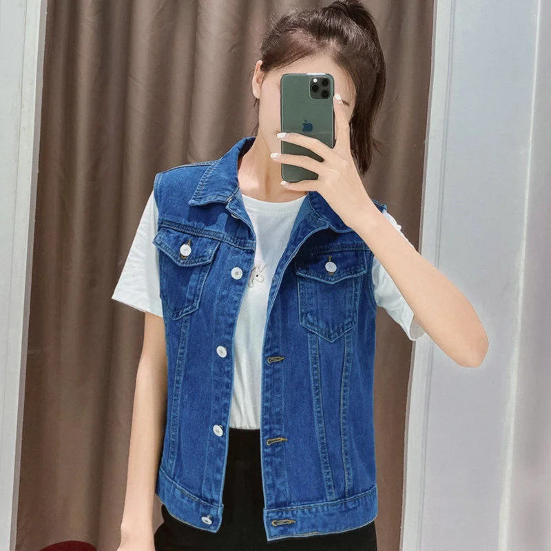 Denim Vests Women Spring Summer Casual Sleeveless Cowboy Jacket Loose Oversize Jean Waistcoats Womens Outwear Chaleco Mujer 6XL