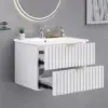 24 Inch Bathroom Vanity with Sink Combo,Floating Bathroom Vanity with 2 Fluted Drawer,Metal Handles, Wall Mount Bathroom Cabinet 1