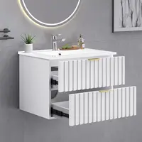 24 Inch Bathroom Vanity with Sink Combo,Floating Bathroom Vanity with 2 Fluted Drawer,Metal Handles, Wall Mount Bathroom Cabinet 1