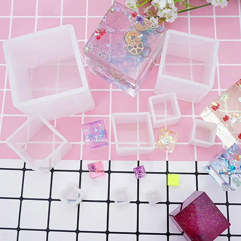 4 Stampi In Silicone Per Resina - Cubi Quadrati Trasparenti, Antiaderenti, Dimensioni Variabili, Per Gioielli E Oggetti Fai Da Te