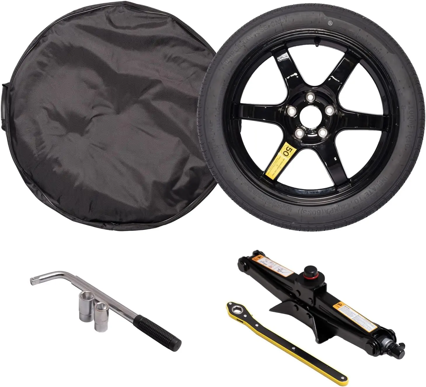 Complete Spare Wheel and Tire-Compatible with + Tesla Model 3 Long Range & RWD Trims-Includes 18x4 Rim, 125/80R18 Tire