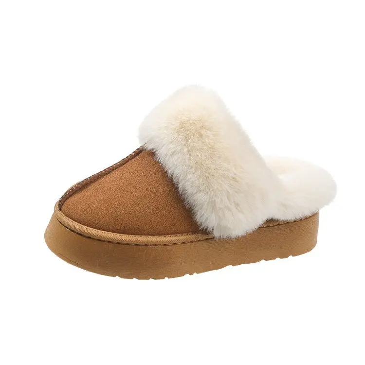 Mao Mao Slippers for Women Outerwear 2023 Autumn and Winter New Thick Sole Matsuke with Plush and Warm Baotou Snow Cotton Slippe