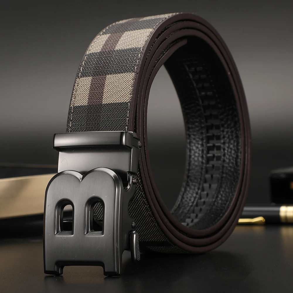 Wide 34mm High Quality Automatic B Buckle Belts Cummerbunds