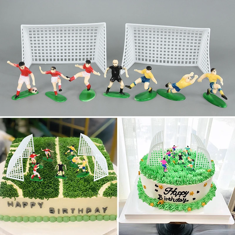 9 pçs/set futebol jogo bolo topper festa de aniversário decorações do bolo  de futebol crianças menino pé bola brinquedos de festa suprimentos -  AliExpress