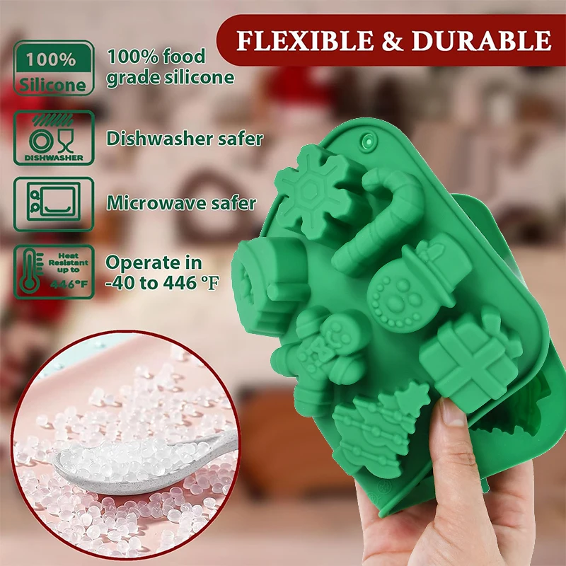 Christmas Silicone Chocolate Molds Gingerbread Man Snowflake Xmas Tree Candy Cookie Moulds DIY Baking Tool New Year Cake Decor