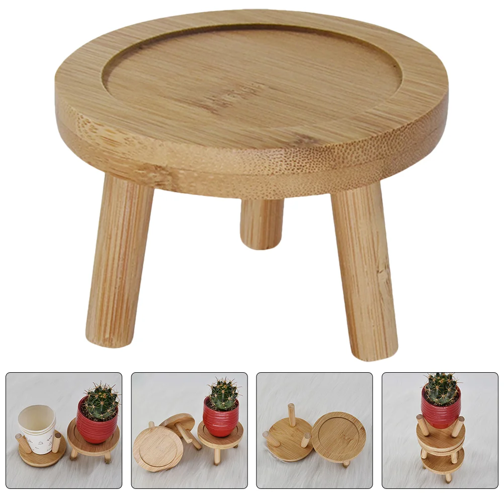 

2 Pcs Flower Pot Base Plant Saucer Tray Planter Display Stand Cactus Bamboo Succulent