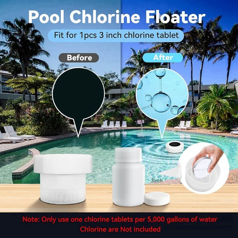 Chlor Floater Pool Chlor Floater mit bunten Solar lichtern, schwimmender Chlor Spender