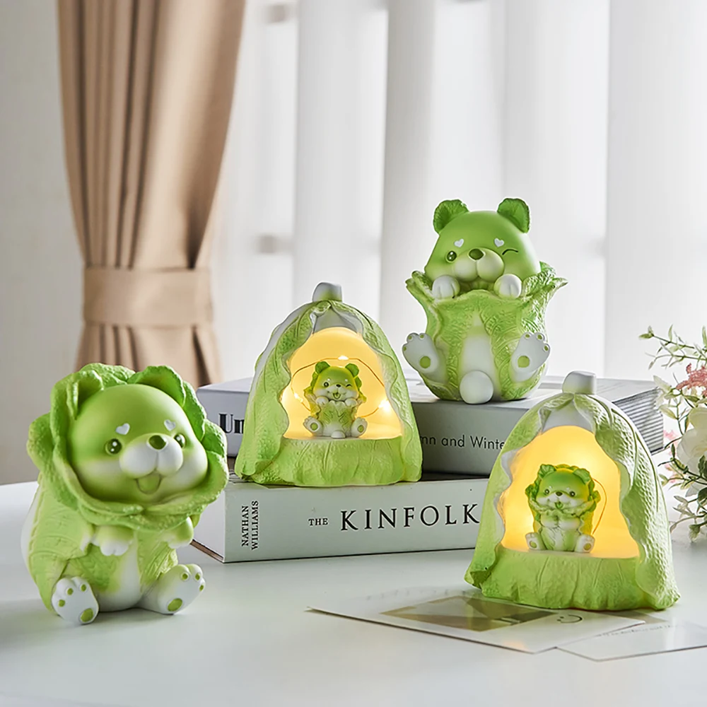 Cabbage Miniature Dog Figurines Modern Home Decoration Accessories
