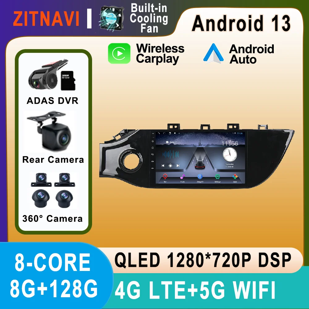 

10.1 Inch Android 13 For KIA K2 RIO 2017 - 2019 Car Radio AHD Multimedia SWC WIFI Stereo Video BT 4G Navigation GPS Autoradio