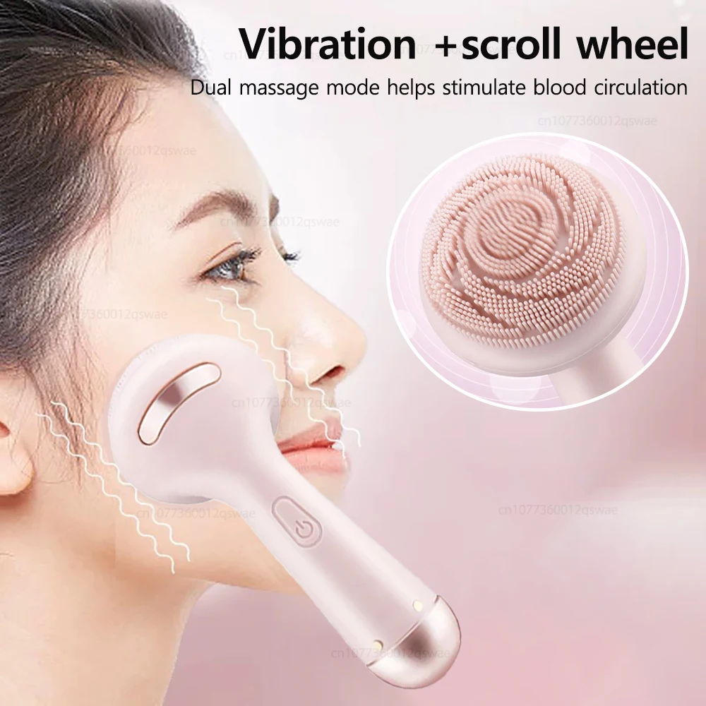 Electric SiliconeFace Cleansing Brush Facial Cleanser Vibration Roller Massage Deep Clean Brush Pore Exfoliating Cleanser 5