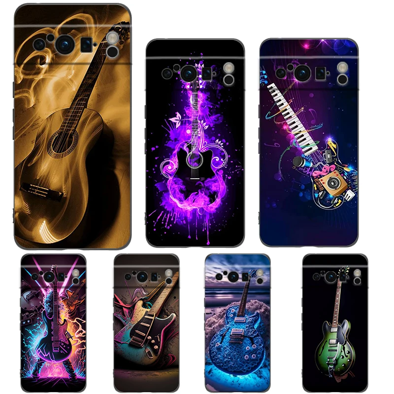 Guitar Music Art Shockproof Silicone Phone Case Cover