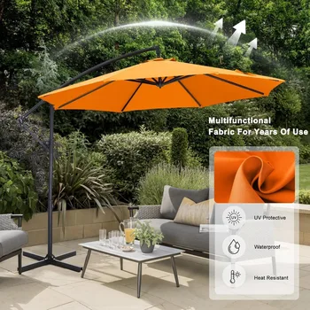 360° Rotating Cantilever Patio Umbrella with Base 1