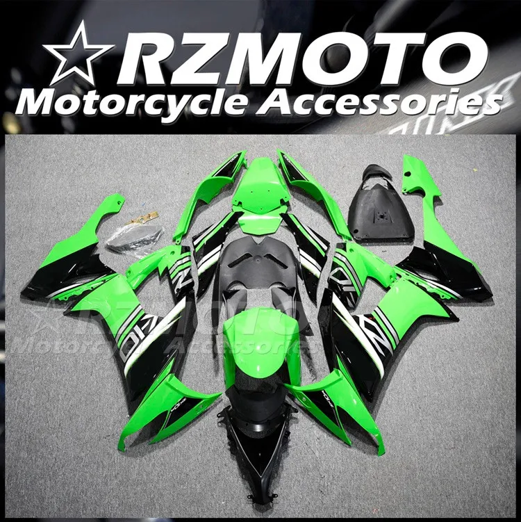 

4Gifts New ABS Full Bike Fairings Kit Fit For KAWASAKI ZX-10R ZX10R 2008 2009 2010 08 09 10 Bodywork Set Custom Green Black