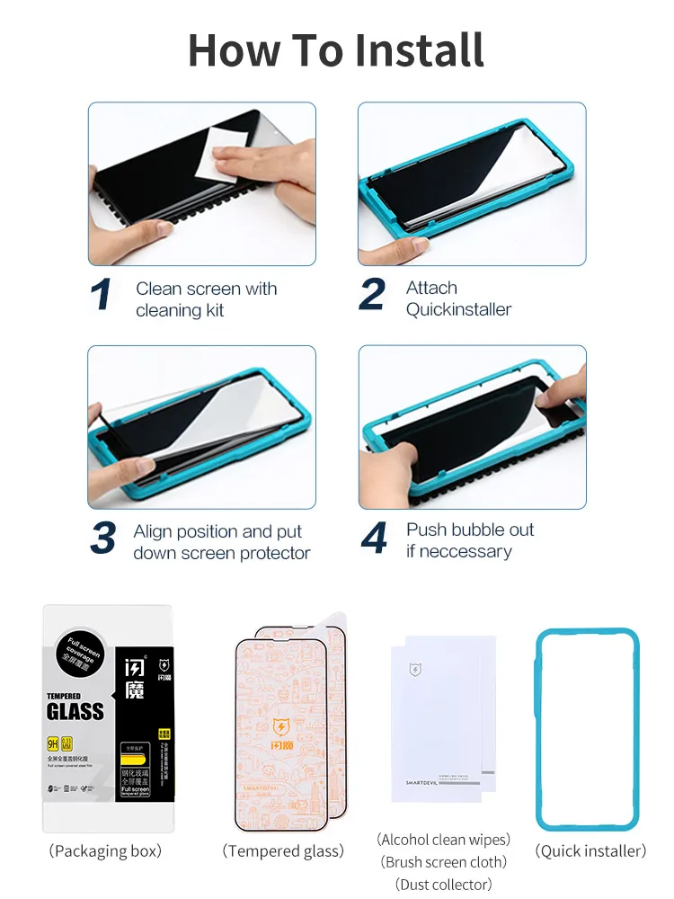 SmartDevil 2 Pcs for iPhone 11 Full Cover Tempered Glass for iPhone 13 Pro Max 12 mini 7 8 X XS XR SE 3 2020 Screen Protector HD