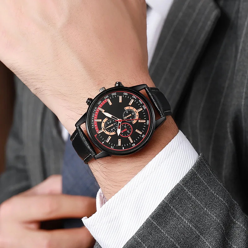 

High Quality Fashion Casual Men's Quartz Business Belt Watch Boy Student There Eye Design Vintage Clock Montre Homme Relogio