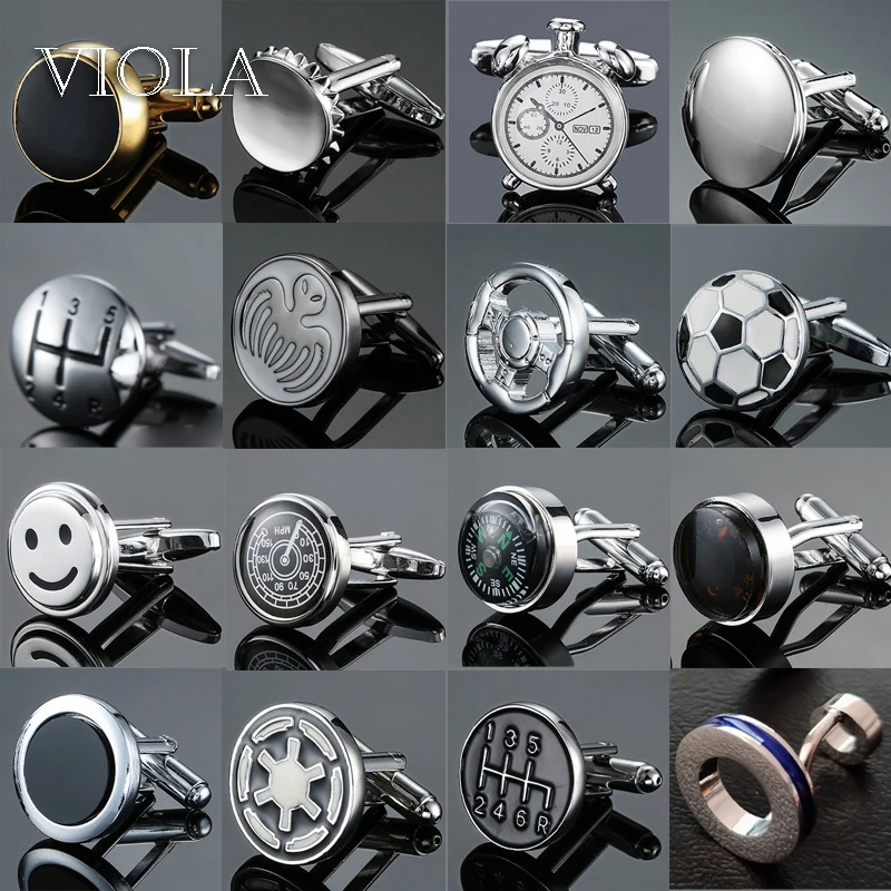 Cool Luxury Stainless Field Compass Cufflinks Smile Face Football Bottle Cap Funny Men Jewelry Wedding Cuffs Accessory Nice Gift