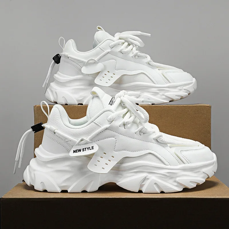

Fashion Men White Sneakers Sport Casual Lace-up Man Shoes Lightweight Vulcanize Shoes Walking Zapatillas Hombre Male