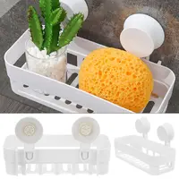 Corner Shelf With Suction Shower Rack Organizer Cup Bathroom Storage Wall Basket 3