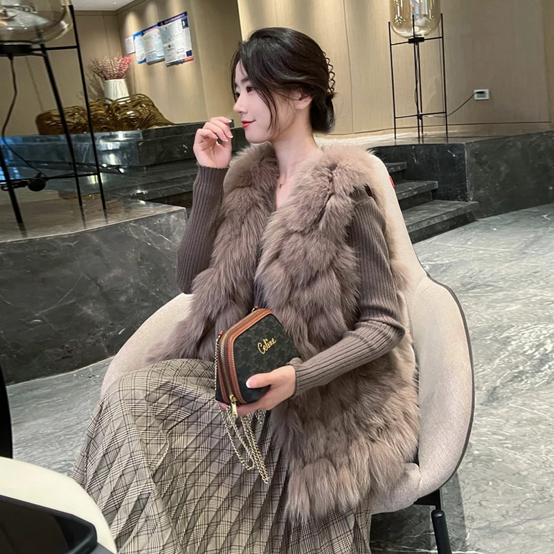 2022 Hot Sell Women Fur Vest Winter Warm Sleeveless Coat Fashion Lady Faux Fur Vest