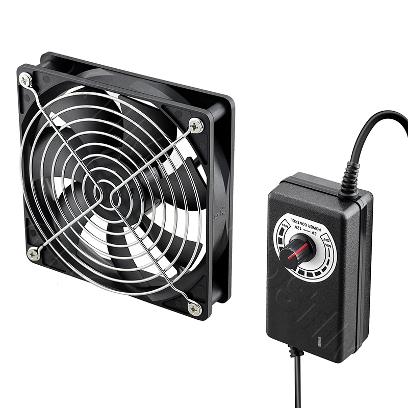 Gdstime 80mm 120mm DC 12V 220V 서버 단일 팬 듀얼 볼 140mm PC 컴퓨터 팬 (컨트롤러 포함) 캐비닛 노트북 쿨링 팬
