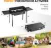 3 Burner Gas Stove with 2 Side Shelves, 225,000BTU Portable Propane Stove with Removable Leg, Wind Panel, Regulator for Camping 6