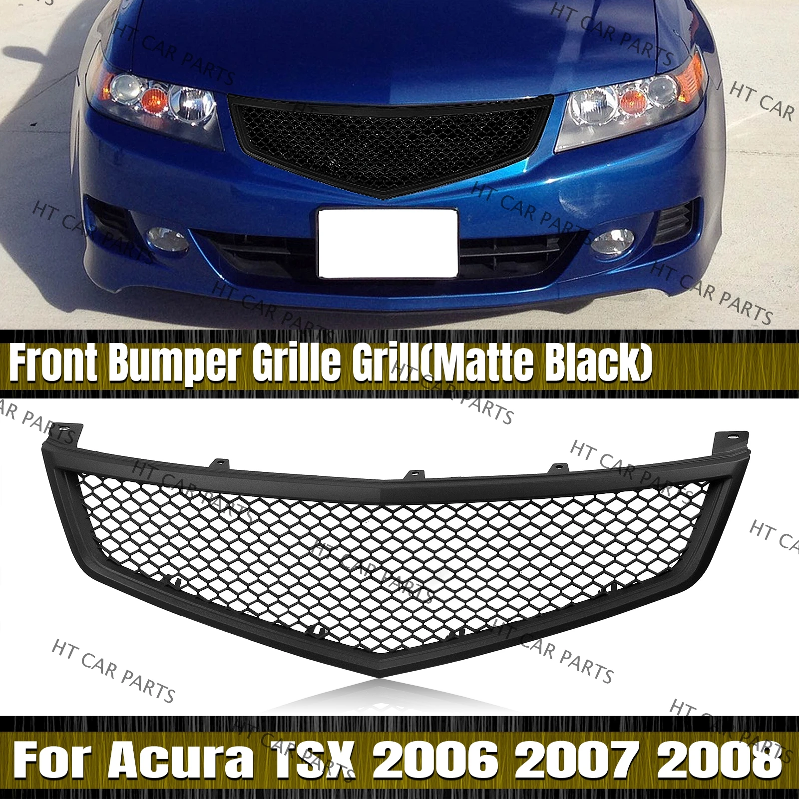 

Для Acura TSX 2006-2008 2006 2007 2008 1 шт. матовый черный сотовый Стиль переднего бампера Решетка гриля
