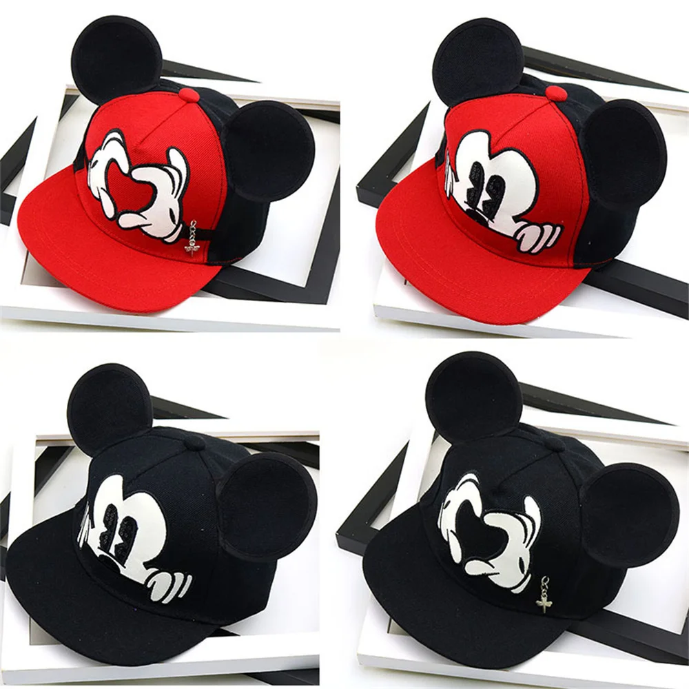 Disney Mickey Mouse Hat Cartoon Cute Big Ear Embroidered Baseball Hat Boys Girls Hip Hop Breathable Cap Adjustable Birthday Gift 4
